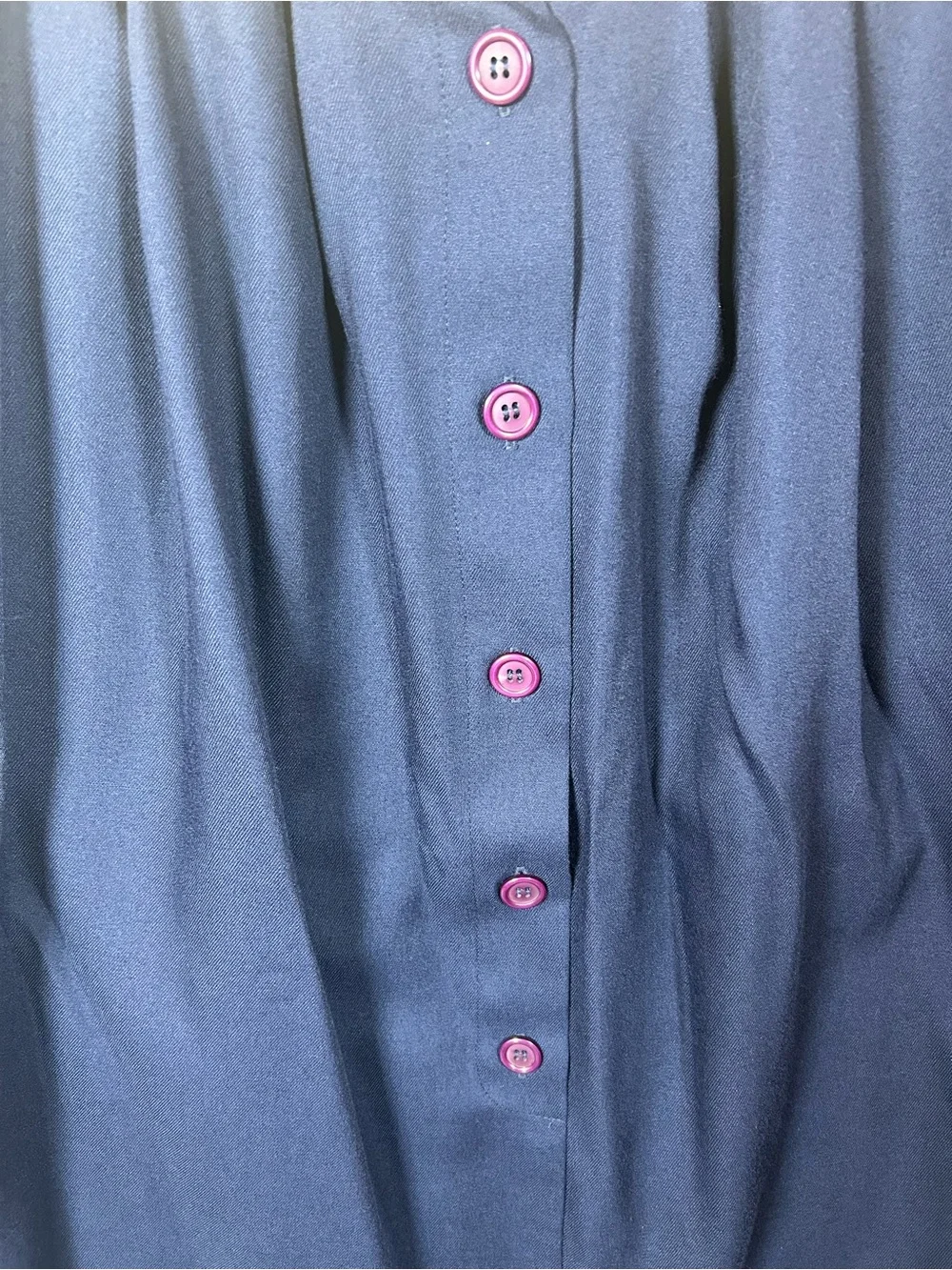 Vintage 90s Counterparts Navy Blue Midi Skirt Button Front Pleated Size 16